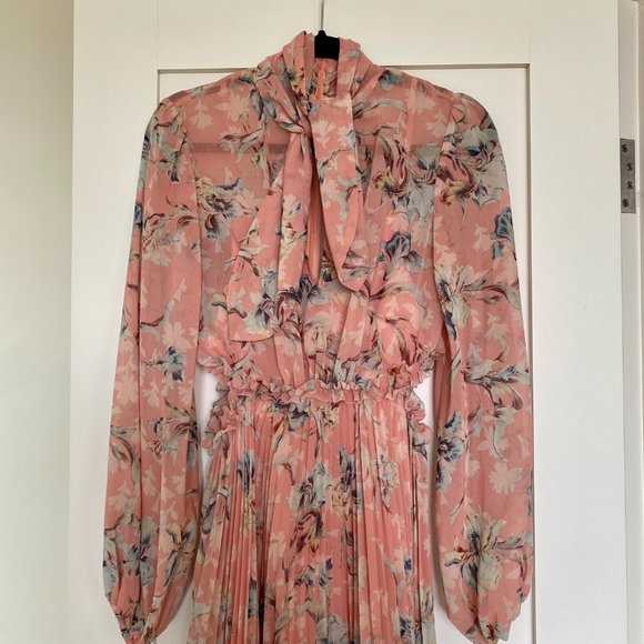 Keepsake The Label Women's Unravel Long Sleeve Tie Neck Pleated Midi Dress - Picture 2 of 8